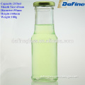 High quality 215ml cylinder glass beverage juice bottle with metal lug cap wholesale